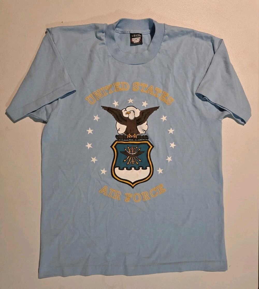 VTG United States Air Force USAF Eagle T Shirt L Screen Stars Single Stitch